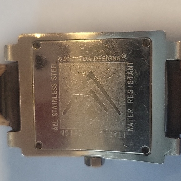 Silpada Designs Men's Square Watch with Brown Leather Band Silver Tone - Picture 3 of 4